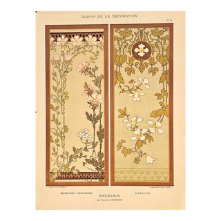 C1900 Antique French Art Nouveau Floral Botanical Lithograph by Lambert For Sale