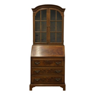 Maddox Flame Mahogany Traditional Style 32" Secretary Desk W. Arched Display Hutch 1116 / 1117 For Sale