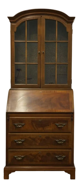 Maddox Flame Mahogany Traditional Style 32" Secretary Desk W. Arched Display Hutch 1116 / 1117