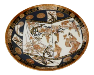 Mid 20th Century Japanese Imari Parcel Gilt Porcelain Navy Blue and White Charger