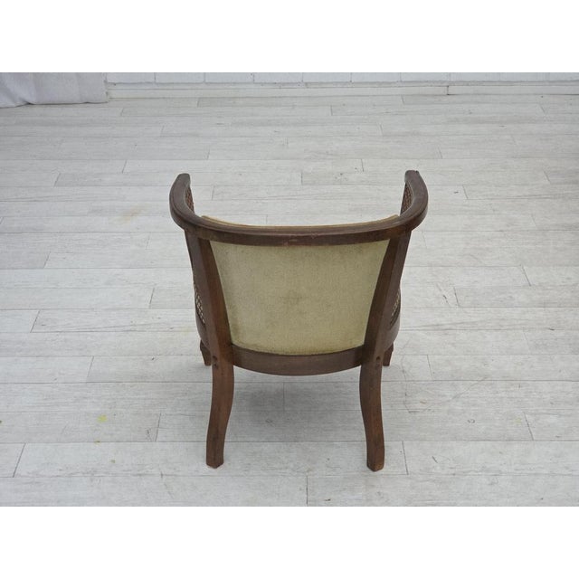 Danish Easy Chair in Velour, Mesh, and Oak, 1950s For Sale - Image 11 of 17