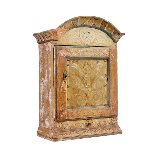 Hand-Painted Swedish Pine Wall Cabinet, 1840s For Sale - Image 9 of 9