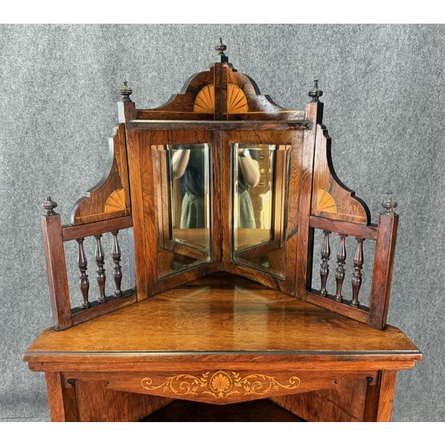 19th Century Inlaid Rosewood Corner Etagere For Sale - Image 4 of 13