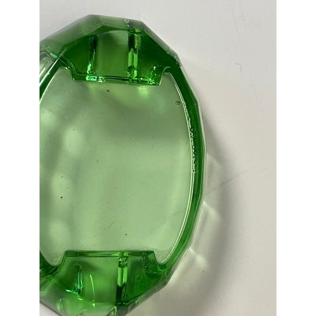 Boho Chic Vintage Bohemian Green Crystal Small Ashtray For Sale - Image 3 of 4