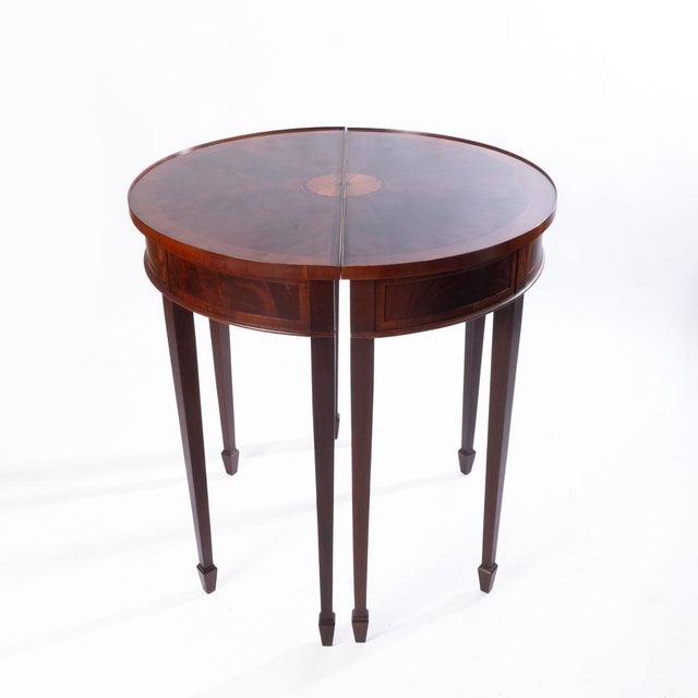 American Mid 20th Century Pair Hekman Demi Lune Tables For Sale - Image 3 of 18