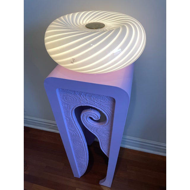 Wood 1980s Postmodern Sculptural Waterfall Pedestal With Cast Plaster Relief For Sale - Image 7 of 9