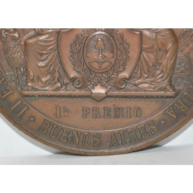 Arts & Crafts International Exhibition of Livestock & Agriculture Buenos Aires Bronze Medal c.1890 For Sale - Image 3 of 4