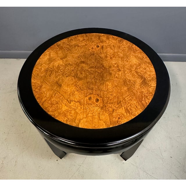 Black 1970s Century Ebonized Pair of Pagoda Side Tables With a Burl Top Chin Hua Collection For Sale - Image 8 of 9