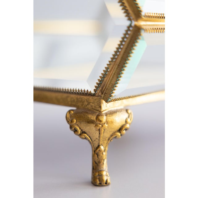 Large Antique French Ormolu Beveled Glass Jewelry Casket Dresser Box For Sale - Image 10 of 13