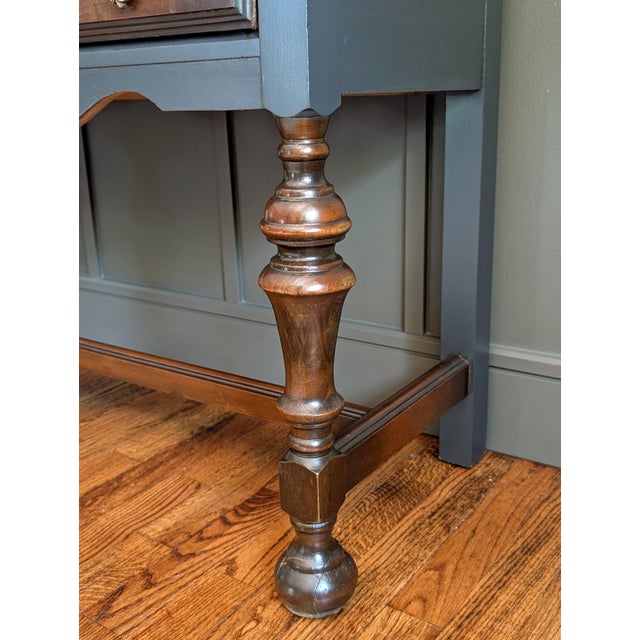 Black Vintage 1930's Jacobean Walnut Hutch/China Cabinet For Sale - Image 8 of 15