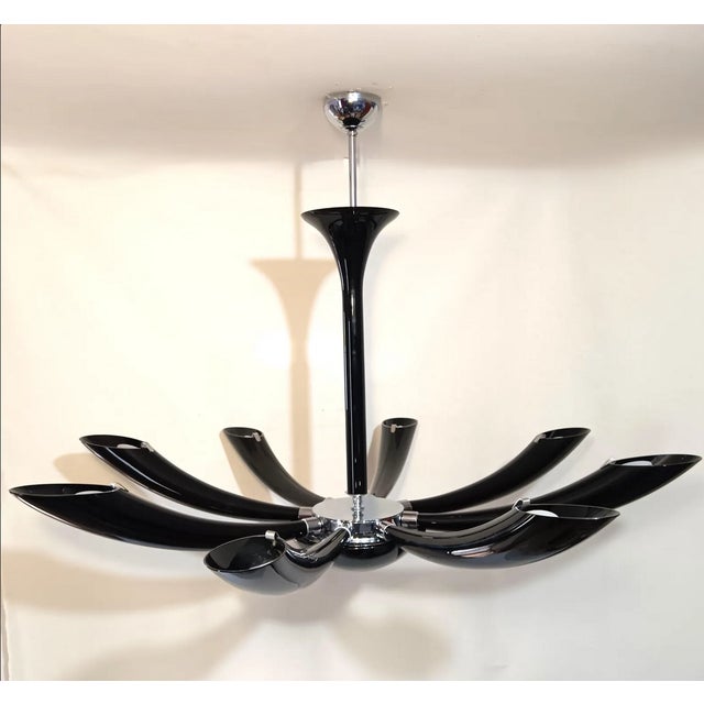 1990s Large Postmodern Murano Glass Nero Infinito Ceiling Light by Seguso for Gallery Gritti Milano, 1990s For Sale - Image 5 of 12