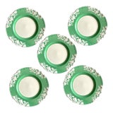 Antique English Green Marlborough Salad Plates by George Jones & Sons - Set of 5 For Sale