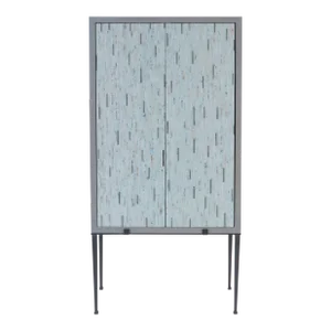 A Stylish Cerused Oak Cabinet With Mosaic Glass Doors C 1980s