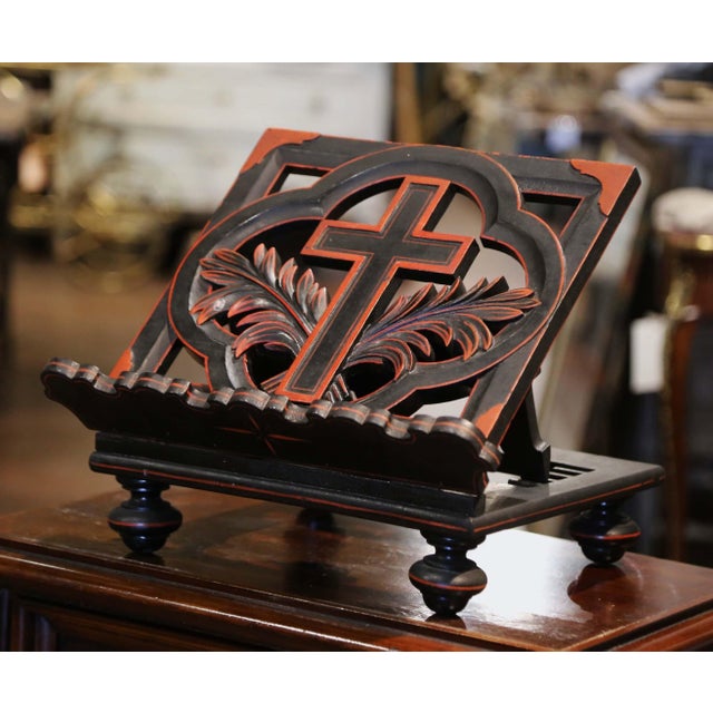Early 20th Century French Carved Mahogany Folding Bible Book Stand For Sale In Dallas - Image 6 of 10