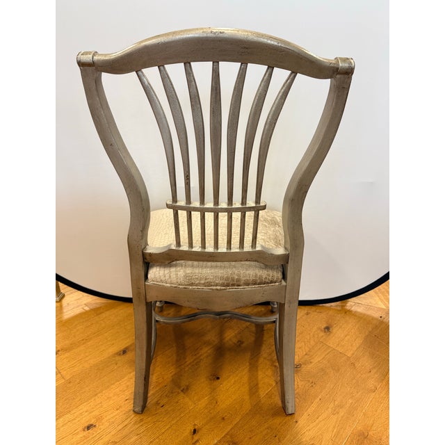 Set of 6 Habersham Silver Painted Wheat-Back Dining Chairs For Sale In New York - Image 6 of 12
