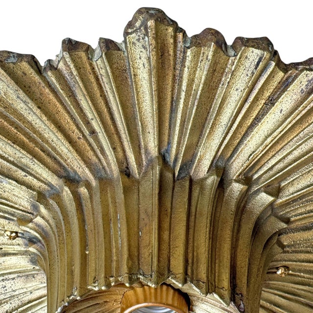 Pair of Early 20th Century American Art Deco Brass Flush-Mount Fixtures For Sale - Image 12 of 14