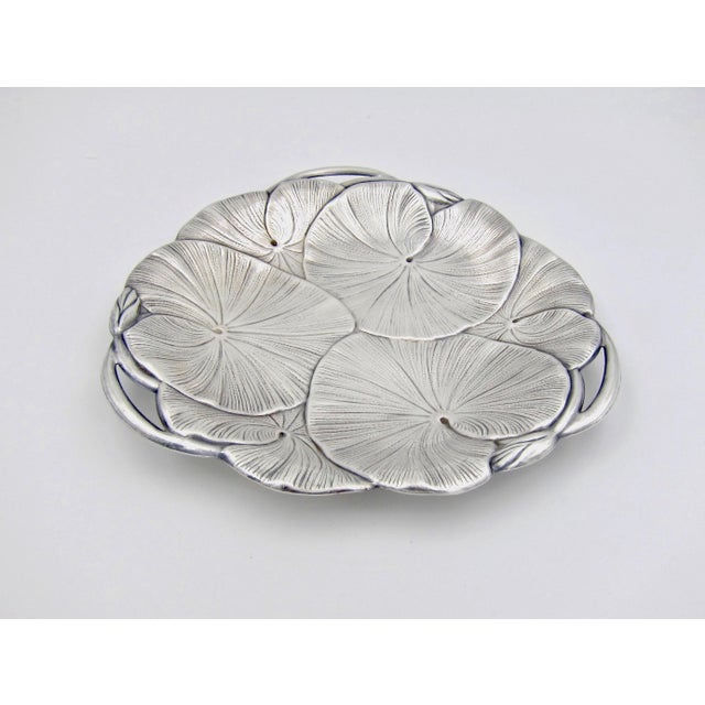 1930s 1930s Art Nouveau Lily Pad Tray in Silver-Plate For Sale - Image 5 of 11