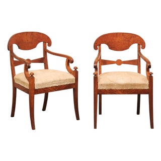 Pair Swedish Empire Armchairs, Early 19th C For Sale