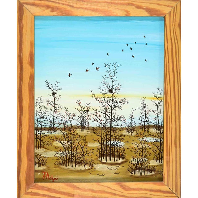 Jan Matejic, Naive Landscape, 1980s, Paint For Sale