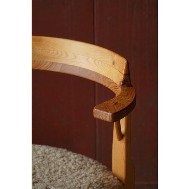 Danish Pine Dining Chairs in Lambswool, 1970s, Set of 4 For Sale - Image 12 of 18