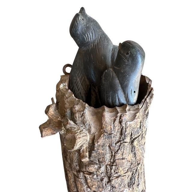 Brown Wood Birds in Hollow Branch Tree Sculpture, Austria, 1900s For Sale - Image 8 of 9