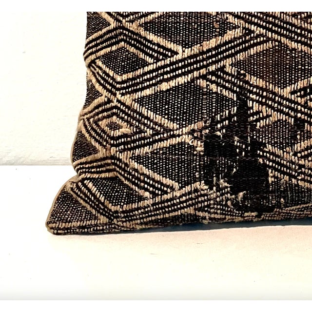 2000 - 2009 2000s Boho Black and Cream Woven Throw Pillow For Sale - Image 5 of 9