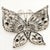 Large butterfly brooch decorated with black and clear rhinestones in a pattern that provides a hint of Art Deco revival...