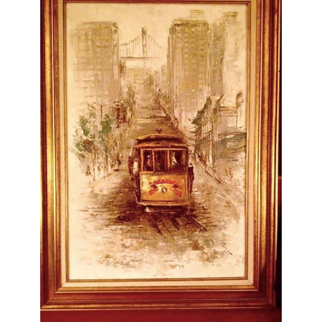 Bronze Parker Oil on Canvas Mid Century Modern Haight Asbury Summer of Love San Francisco Oil on Canvas Street Scene Signed, Framed For Sale - Image 8 of 12