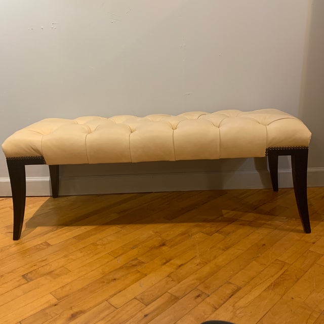 Vintage Baker Furniture Leather Tufted Bench Chairish