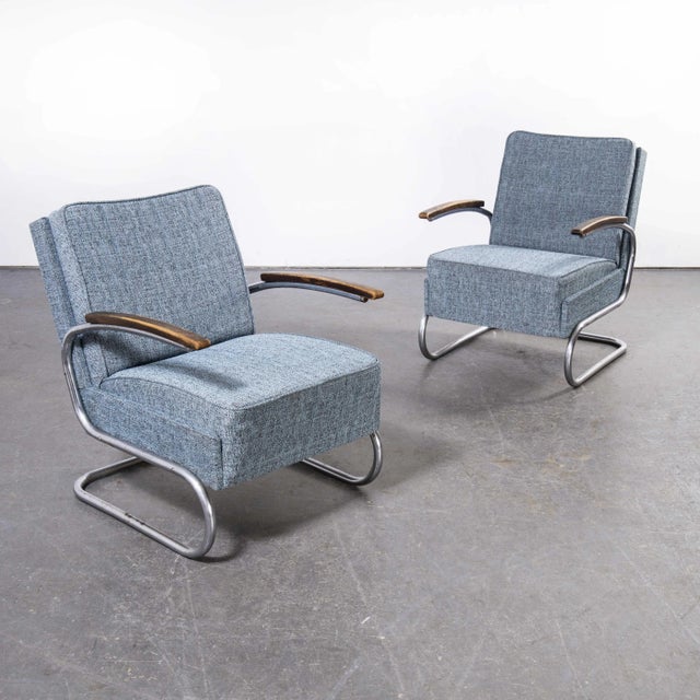 Textile Blue Fleck Armchair by Mart Stam for Mucke Melder, 1930s For Sale - Image 7 of 12