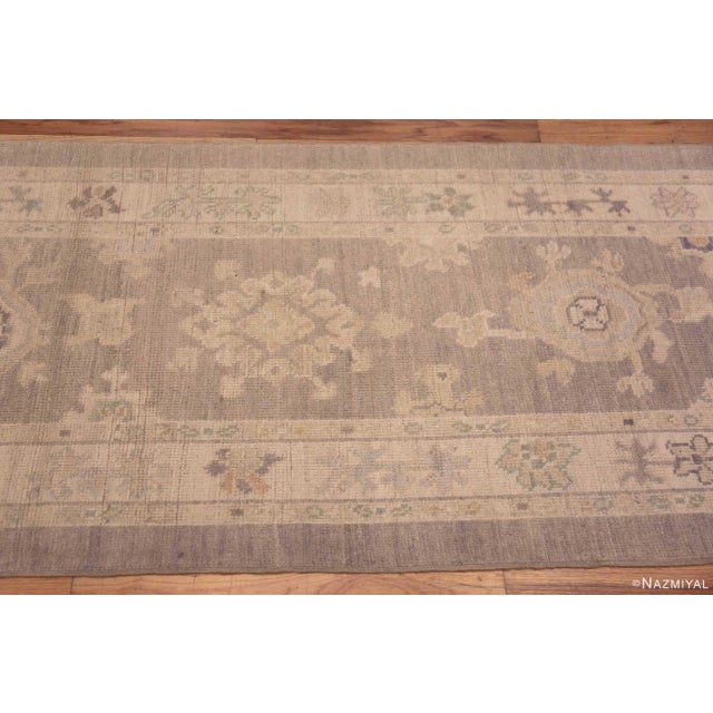 Tribal Nazmiyal Collection Modern Turkish Oushak Design Runner Rug For Sale - Image 3 of 5