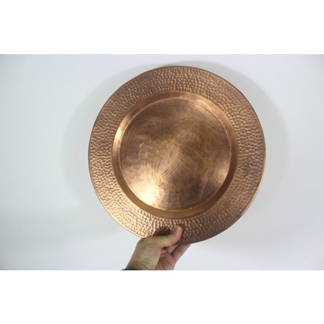 Mid 20th Century Vintage Hammered Copper Chargers With Patina, Set of 6 For Sale - Image 5 of 11