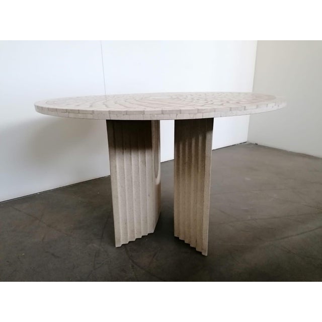 Rare stone table with stone mosaic top, perfect condition, Italy, 1970s