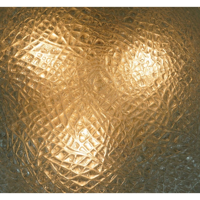 Vintage Ice Glass Ceiling Lamp Flush Mount with Relief Surface from Kaiser-Leuchten, 1960s For Sale - Image 11 of 18