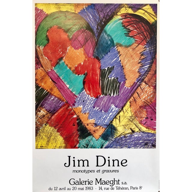 Jim Dine, Rainbow Quilt Heart Pop Art Vintage Offset Lithograph Poster Jim Dine, Maeght, 1983 For Sale