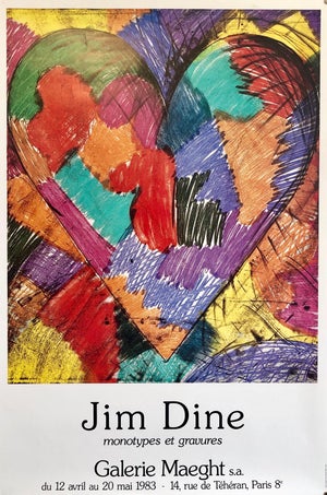 Jim Dine, Rainbow Quilt Heart Pop Art Vintage Offset Lithograph Poster Jim Dine, Maeght, 1983