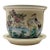 Hand Painted Chinoiserie Porcelain Planter With Lotus Flowers & Cranes For Sale