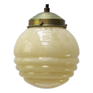 French Clichy Yellow Glass Pendant Lamp For Sale