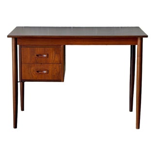 Teak Two-Drawer Rectangular Writing Desk With Tapered Legs Danish Mid-Century Modern For Sale