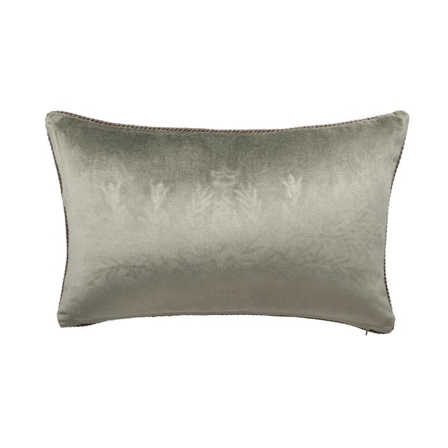 Regina Silk Velvet Embroidered Throw Pillow Cover, 12 X20 For Sale In Miami - Image 6 of 6