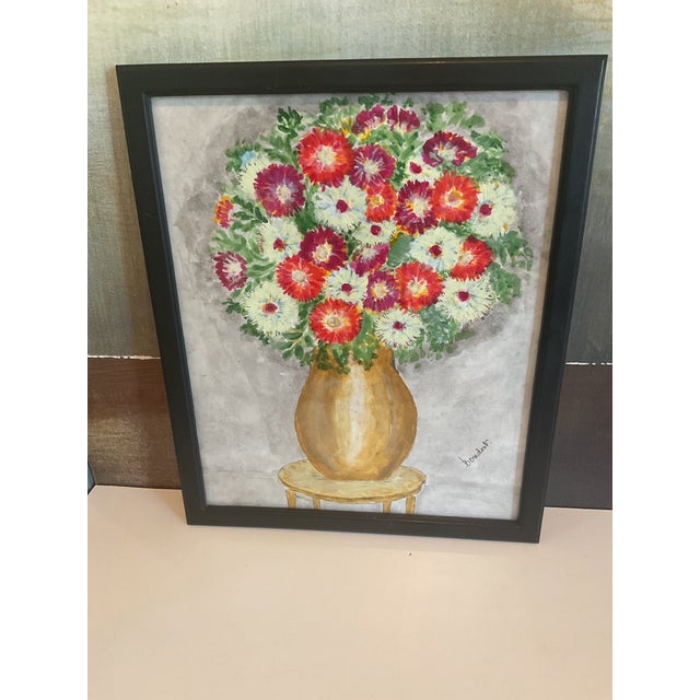 Mid 20th Century Framed Floral Still-Life Painting - Signed For Sale - Image 10 of 14