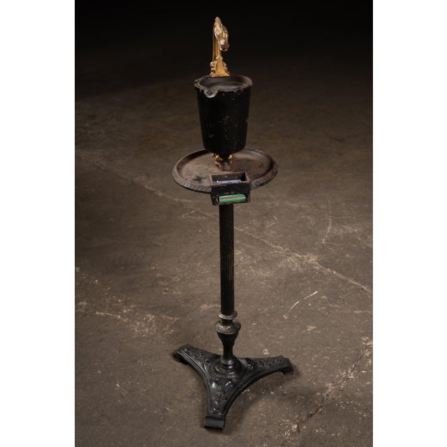 Early 20th Century Scroll Art Gilt Dragon Figural Floor Ashtray Stand For Sale - Image 4 of 10