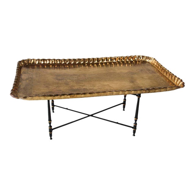Moorish Rectangular Brass Tray Coffee Table | Chairish