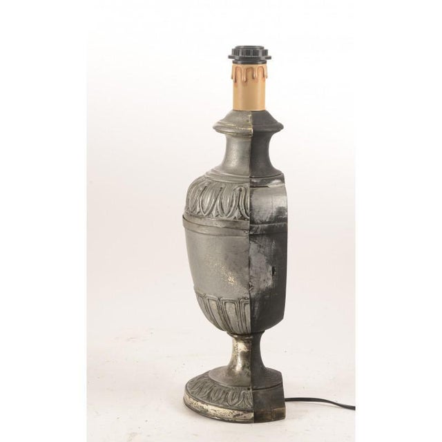 Wood and Silvered Metal Table Lamp, 1900s For Sale - Image 3 of 5