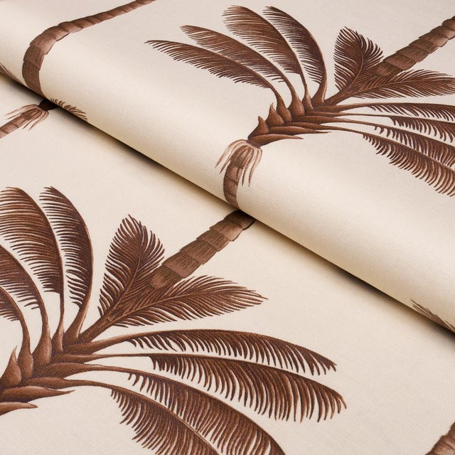 Schumacher Sample - Schumacher A Palm Is A Palm Print Fabric In Chocolate Meets Tobacco For Sale - Image 4 of 5