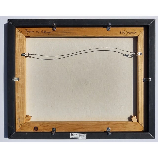 2010s "Poppies and Buttercups" Contemporary Original Impressionist Style Landscape Painting by Linda McDonough, Framed For Sale - Image 5 of 9