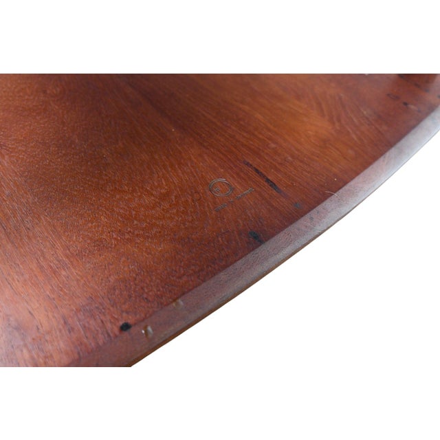 Mid 20th Century Large Peter Hvidt Solid Teak + Cane Side Table For Sale - Image 12 of 12