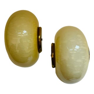 Italian 1970s Mid Century Fabbian Egg Murano Glass Wall Lamps - A Pair For Sale