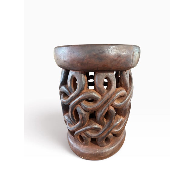 Vintage Tribal Nobility Bamileke Spiral Stool/ Side Table Cameroon 16" H For Sale - Image 9 of 10