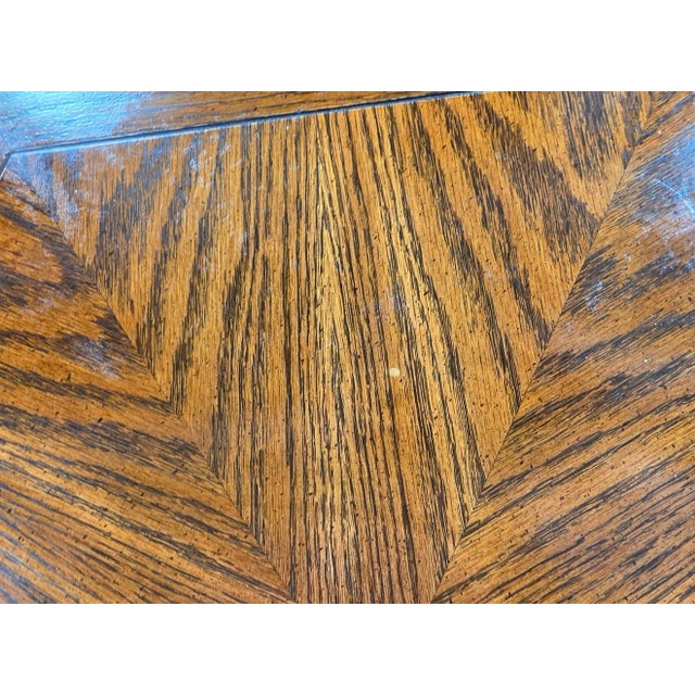 Pair of Vintage Carved Wood Hexagonal End Tables With Parquetry Tops & Storage For Sale - Image 10 of 12